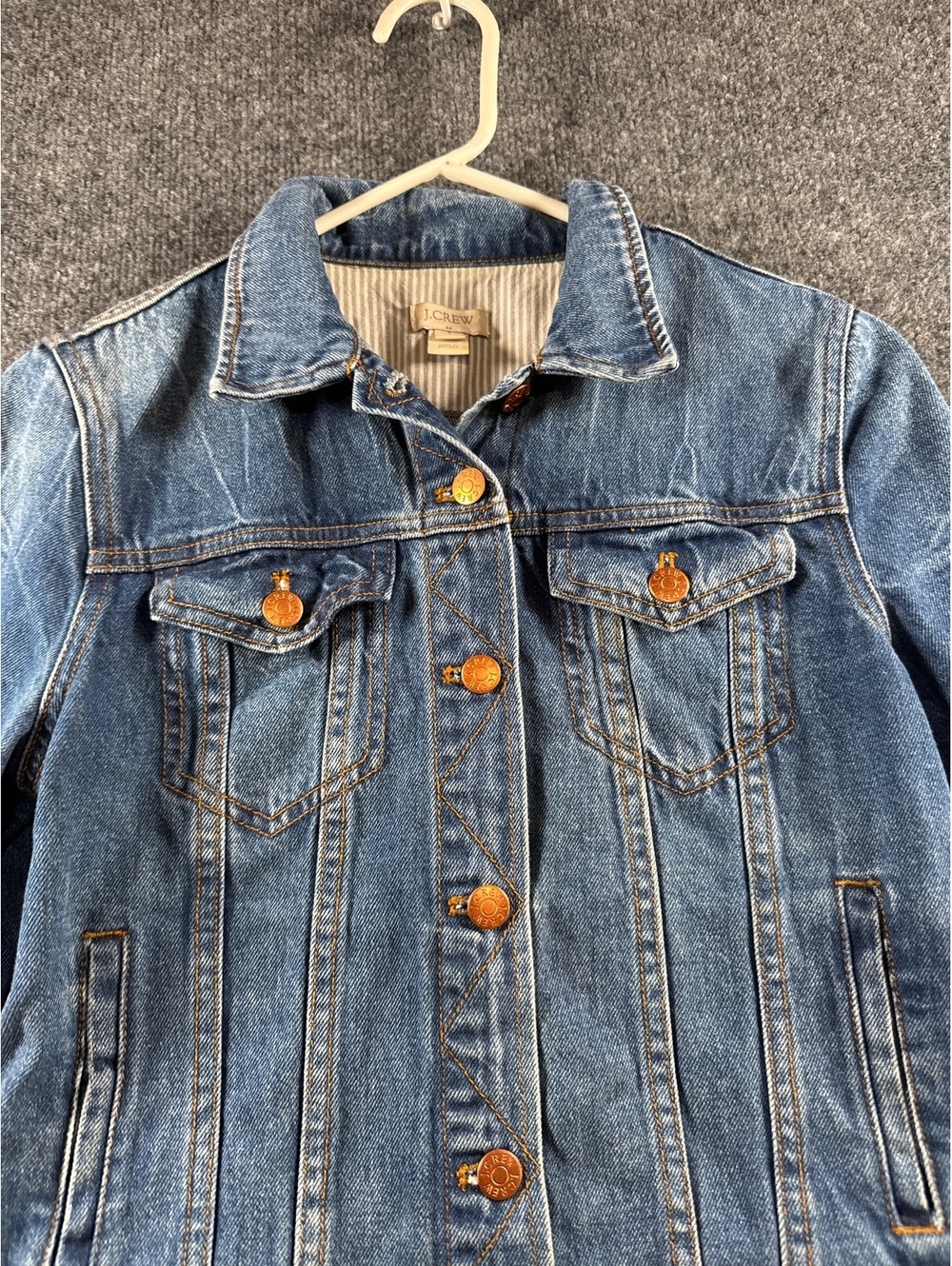 J.Crew Denim Jacket Womens Small Blue Jean Trucker Button Front Classic